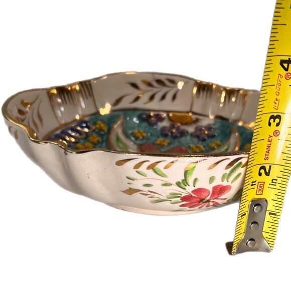 Vtg HAND PAINTED H BEQUET Quaregnon BELGIUM MAJOLICA BOWL Wall Hanging 8" READ - Picture 4 of 14